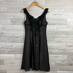 Bellvilles Black Gold Shimmer Tan Lined A Line Dress